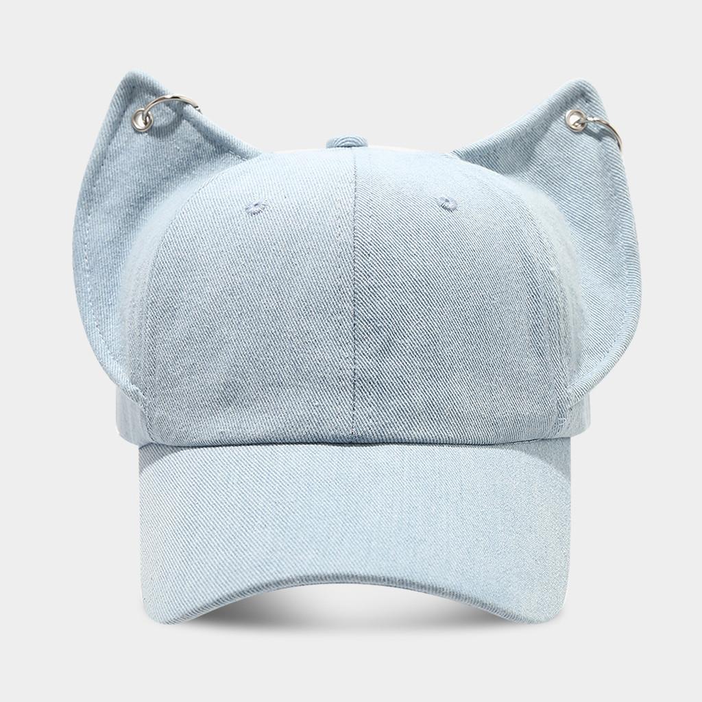 Waste Land Y2k Dog Ear Baseball Cap With Washed Denim For Streetwear And Sun Protection