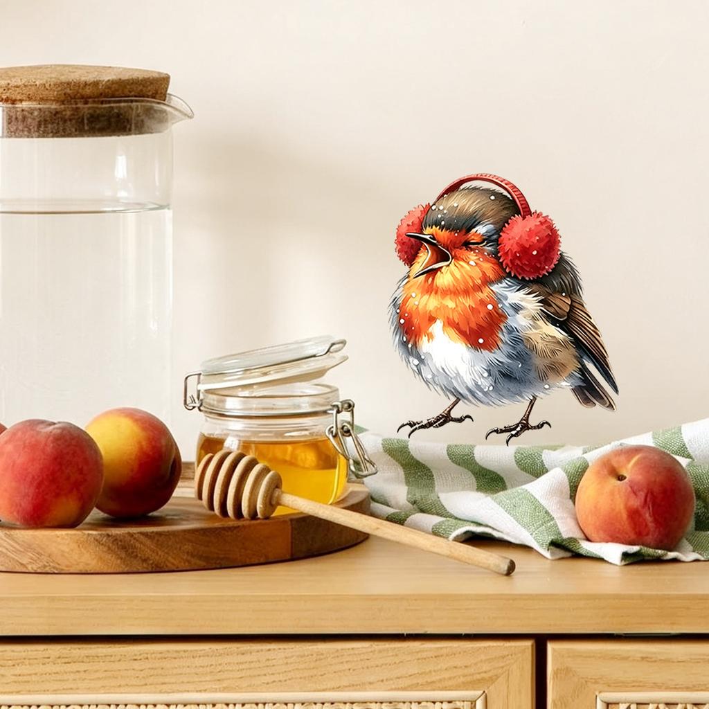 Sticker Watercolor Festive Robin Wool Wall Sticker for Decorating The Living Room Wall Surface