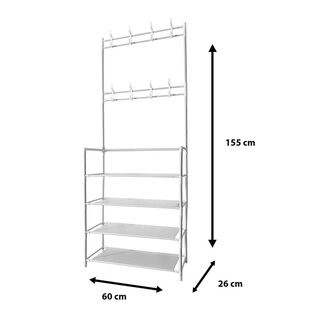 Nyana Home 155x60x28cm Entrance Hall Coat Rack, 4 Shelves 8 Hangers