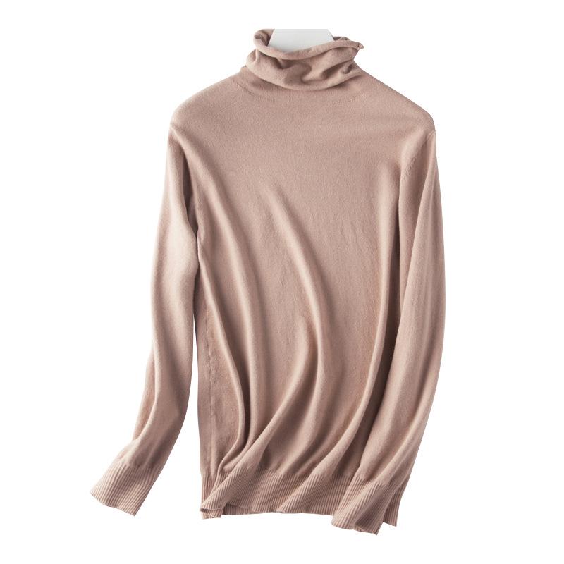 Women's Autumn Winter Korean Style High Neck Slim-Fit Knit Base Layer Sweater Fashionable and Versatile