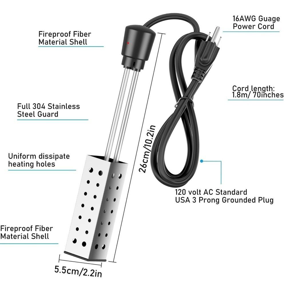2500W Heating Immersion Heater Boiler 220V Rapid Heating Rod Hot Water Pool Heater  Water Heating