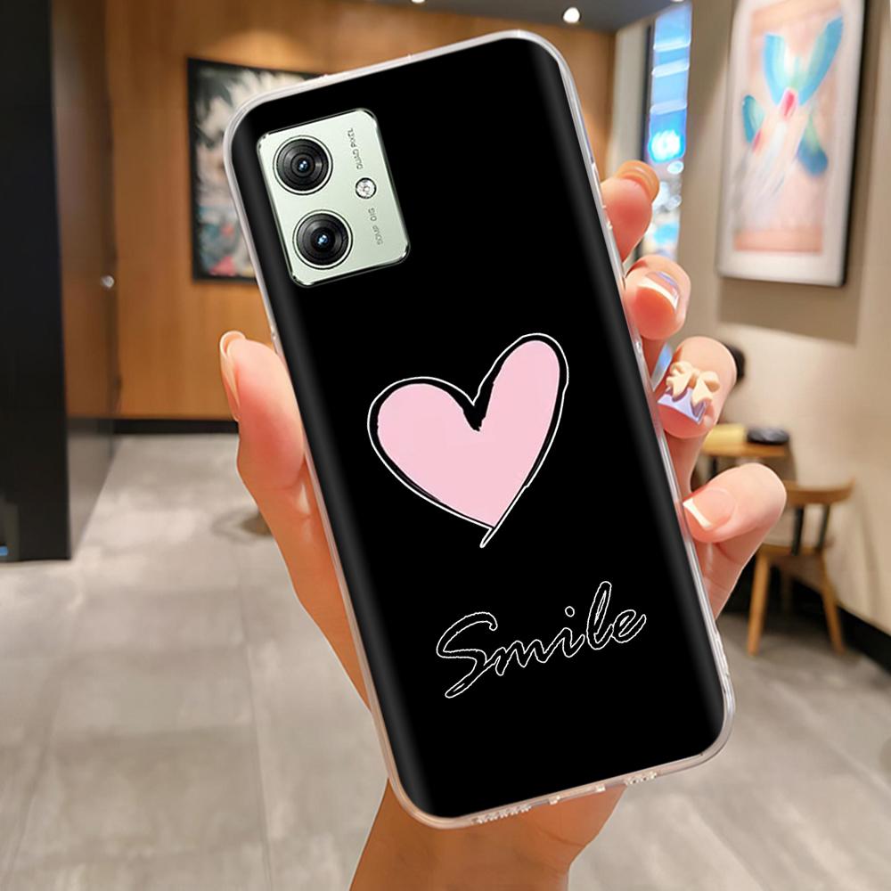 Soft Case For Moto G54 5G Case MotoG54 Silicone Phone Back Cover For Motorola Moto G54 Case XT-2343-1 Flower Love Heart Fundas