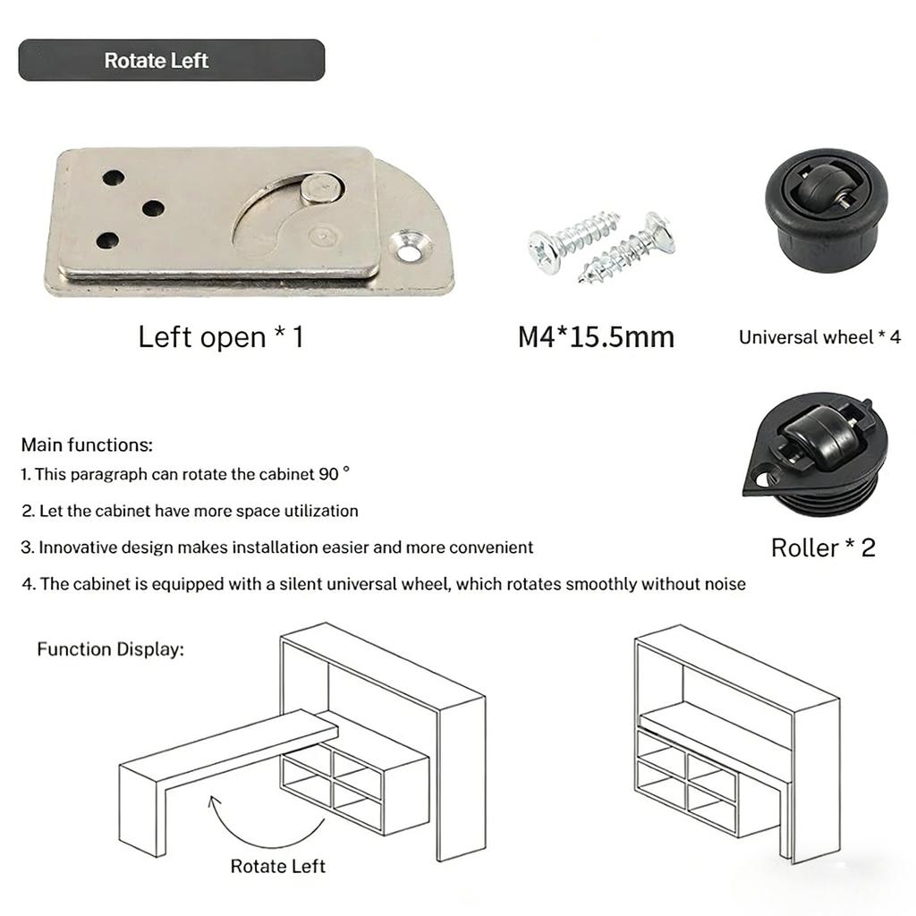 1 sada Hardware pro otočný stůl s levým nebo pravým otevíráním, otočný stůl sklopný o 90 stupňů, stolní sklopný otočný stůl, pant pro stolní sklopný otočný stůl