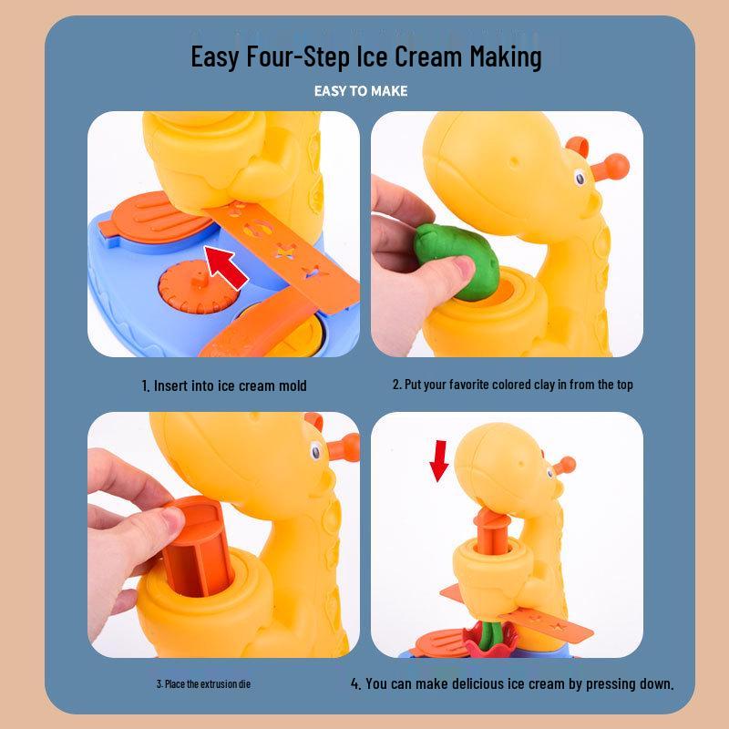 DIY Cartoon Deer Ice Cream Maker Clay Play Set