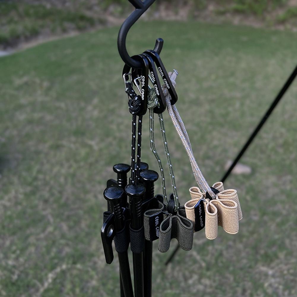6-Hole Ground Nails Storage Strap Retractable Portable Tent Stakes Storage Belt Canopy Peg Storage Strap for Hiking Picnic