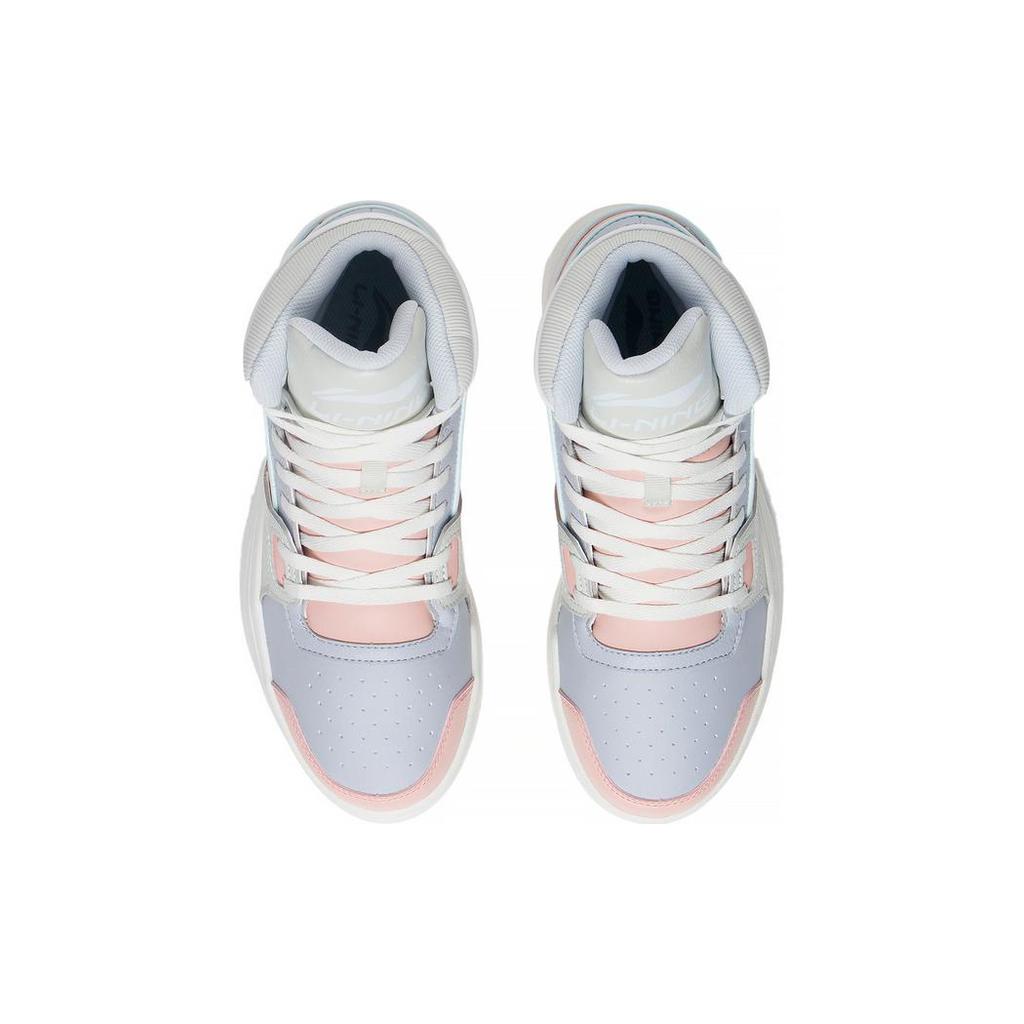 Li Ning Retro 90 Cushioning Slip Resistant High top Casual Shoes Women's Blue Pink ABCS098-3
