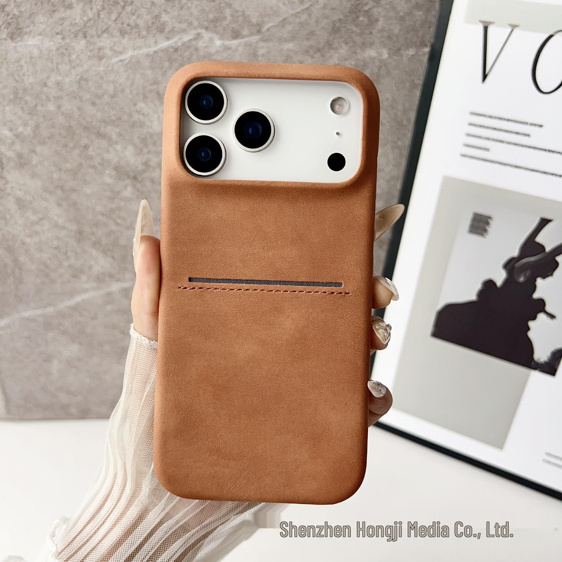 

Чехол-книжка из овечьей кожи для iPhone 17 Pro Max с отделением для карт – Противоударный, полузакрытый, защитный для Apple 16/15 iPhone 17 Pro Max