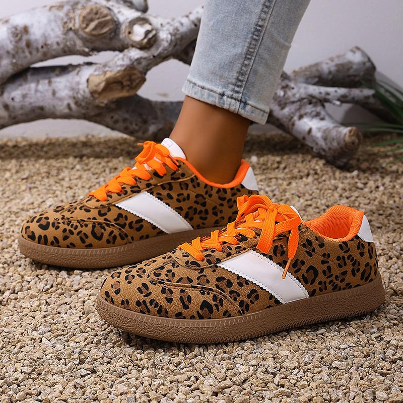 Leopard Print Platform Sneakers Women  Spring Faux Suede Casual Flat Shoes Woman Non Slip Thick Sole Sport Shoes