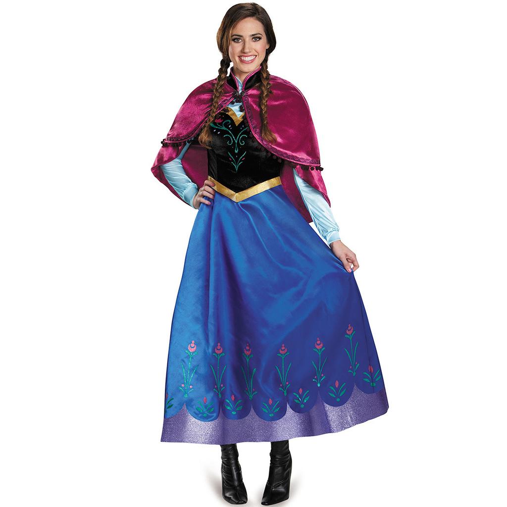 S-3XL Adult Women Princess Anna Cosplay Costume Halloween Arendelle Princess Elsa Uniform Ice Queen Anna Fantasia Fancy Dress