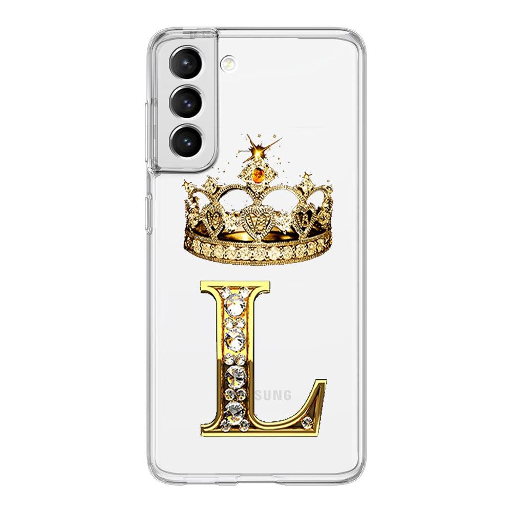 Diamond Crown Letter 26 Letters Phone Case For Samsung Galaxy S23 S22 S20 Ultra S21 FE 5G S10 S9 Plus S10E S8 Note 20 Soft Cover
