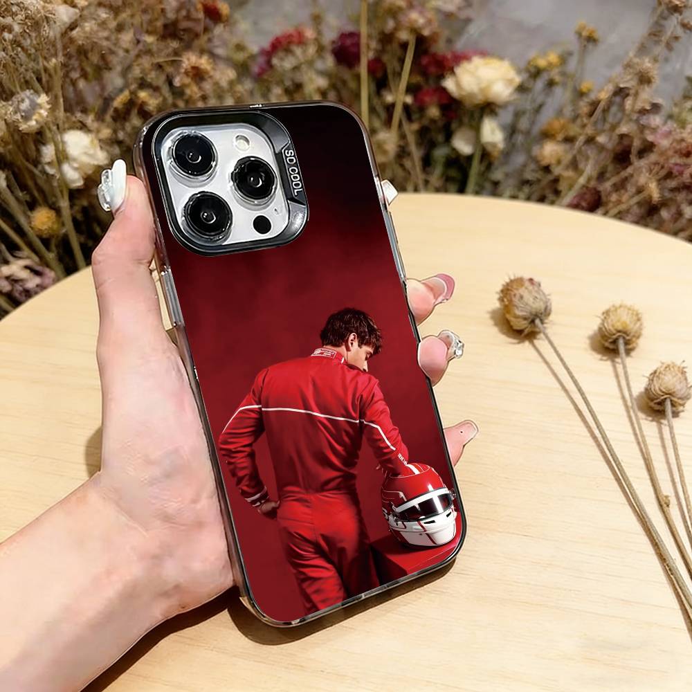 Sports Charles Leclerc Phone Case For iPhone 17,16,15,14,13,12,11 Plus,Pro Max,XS,Colored Silver Plated Inside Cover