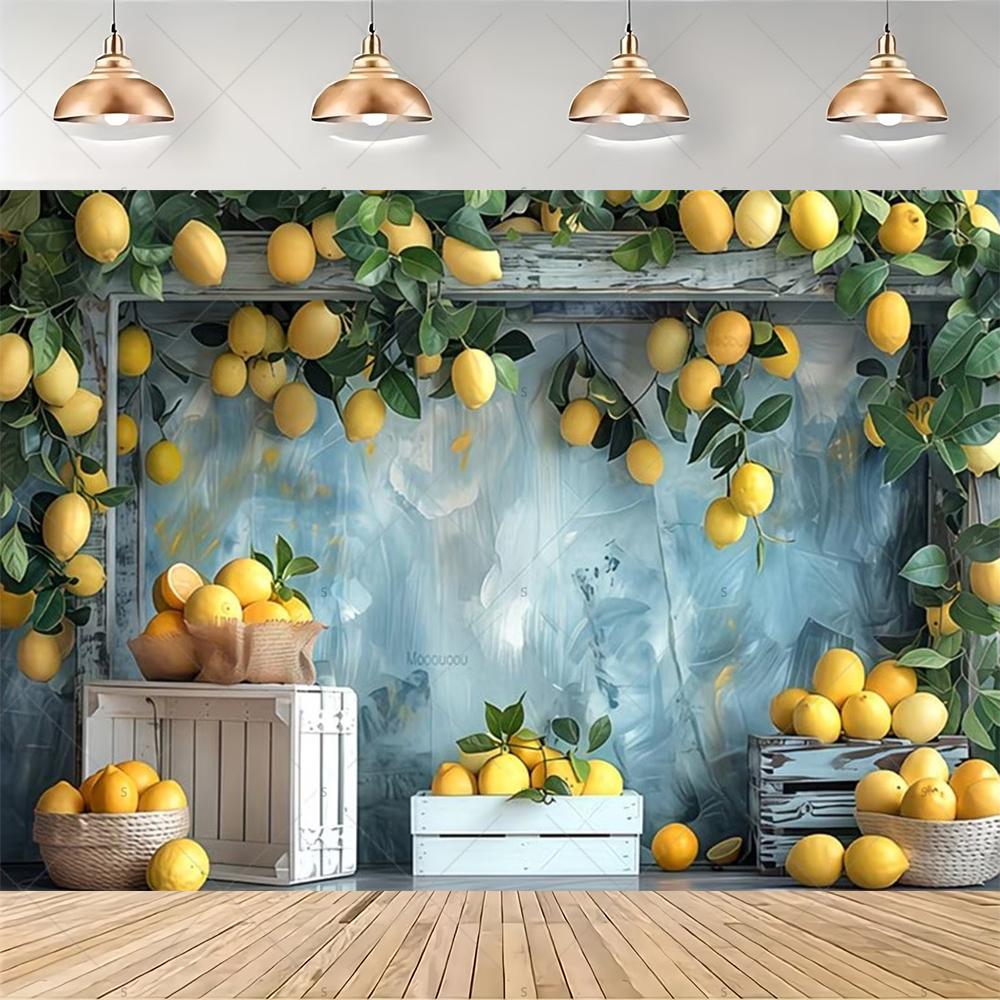 Lemon Pattern Backdrop Birthday Party Decoration Background Mediterranean Scenery Photography Backdrop Banner Supplies Props1709