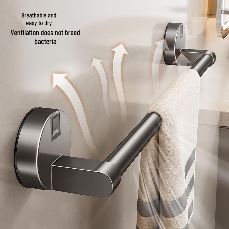 Suction Cup No-Drill Towel Rack - Wall-Mounted Bathroom Organizer with Single/Double Bar