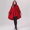 Red and Black Little Red Riding Hood Cloak Costume: Halloween Medieval Witch Robe with Sleeves