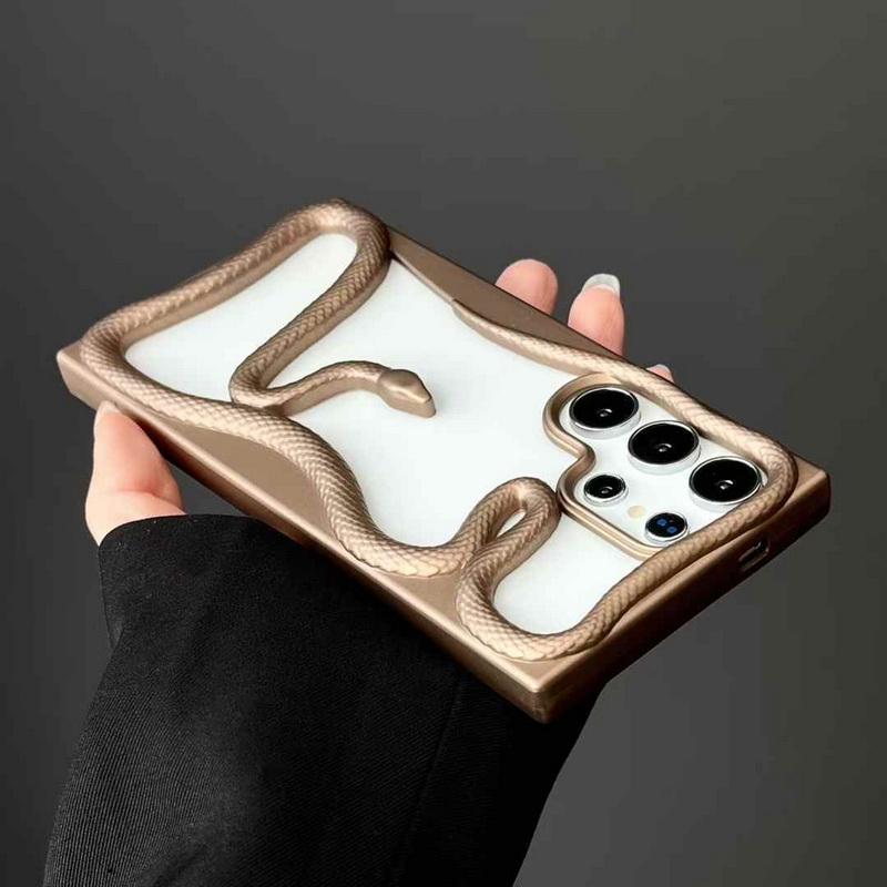 Silikonový kryt s 3D hadím pokovením, nárazuvzdorný, měkký, dutý, pro Samsung S25 Ultra S24 S23 FE S22 A56 A16 A36 A55 A06 A15 A26