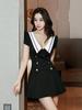 Sexy Low-Cut College Style Slim Fit A-Line Dress