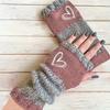 Elegante fingerlose Handschuhe für Damen, Mehrere Farboptionen, Vintage Color-Blocking, Touchscreen-kompatibel für Winterwärme