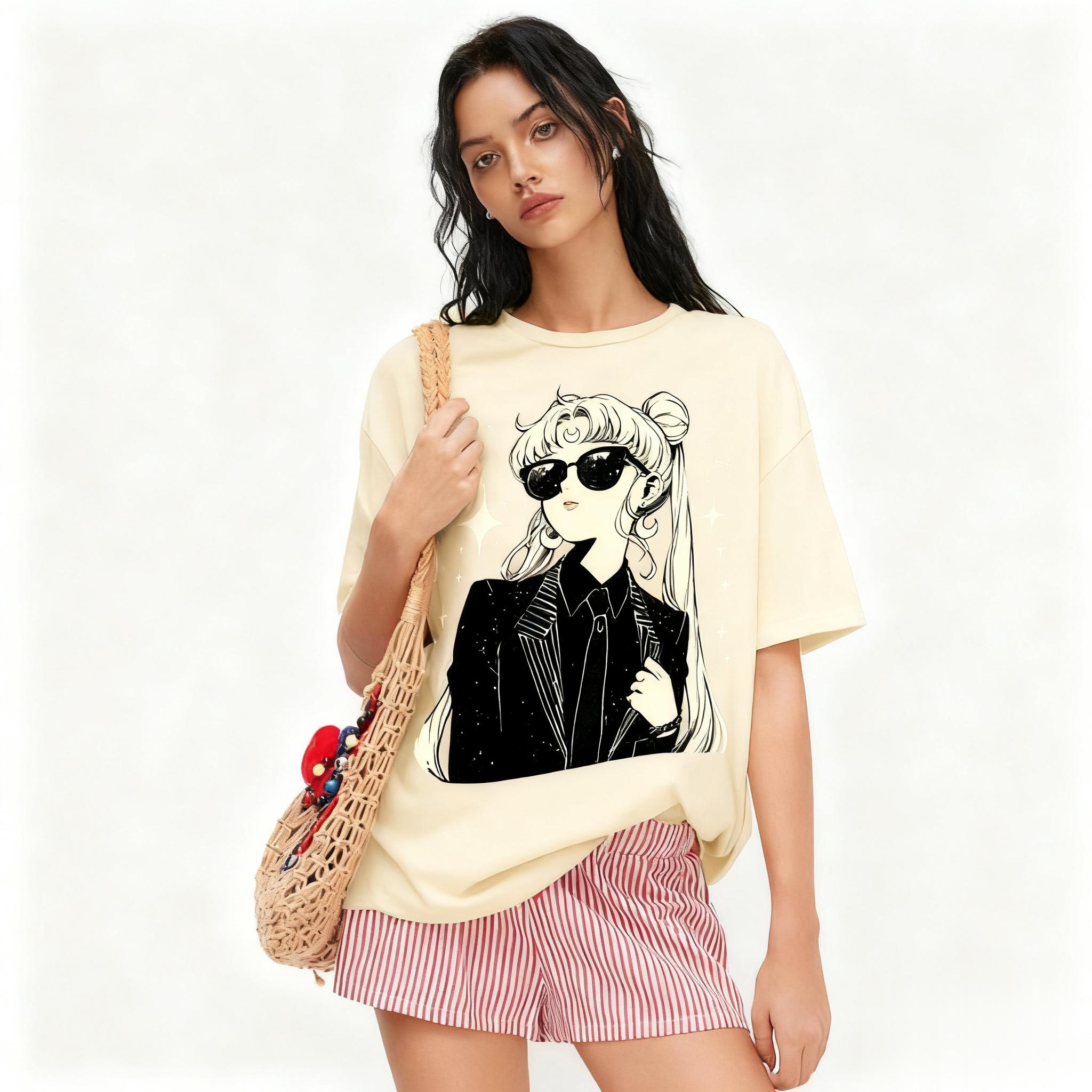 

Vintage Sailor Moon Anime T Shirt Unisex Women Loose Cotton Streetwear Casual Tops Summer Graphic Tee Oversized Y2k Clothes Unisex S
