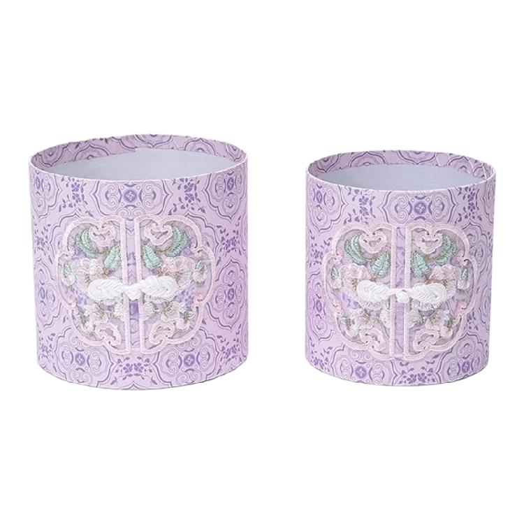 

Two Sizes Decorative Floral Buckets Feature Intricate Embroidery Flower Container Suitable For Parties And Gifts фиолетовый
