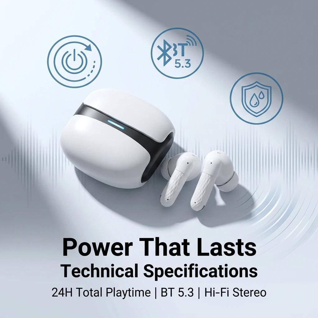 Wireless Bluetooth Earphones 5.3 TWS Headphones Noise Cancelling Touch Control Sport Music Earbuds In-ear Compact Headset