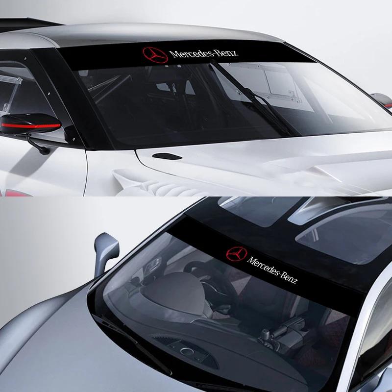 AABIE1 Car Sunshade Stickers Auto Front Windshield Decorative Decals Caps For Mercedes Benz AMG W204 W213 W205 W211 W212 W176