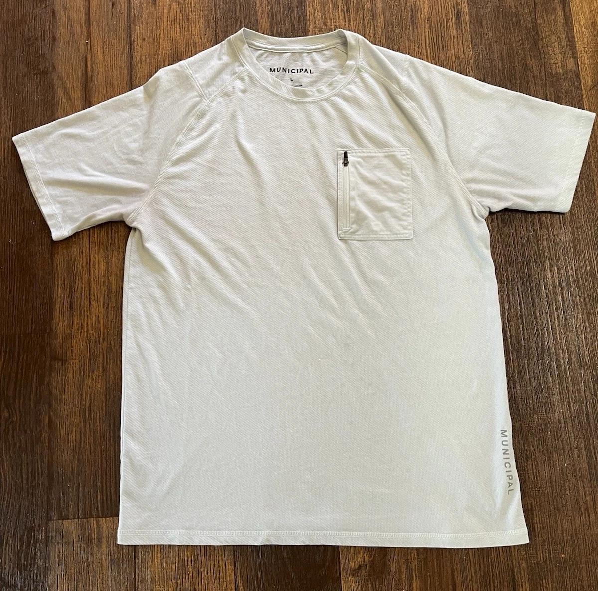 

Men s Municipal Shirt Beige Solid L Gym Run Gorpcore Activewear City Pocket Zip L