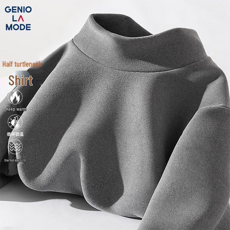 GENIOLAMODE Men s Plush Lined Half-High Collar Thermal T-Shirt L