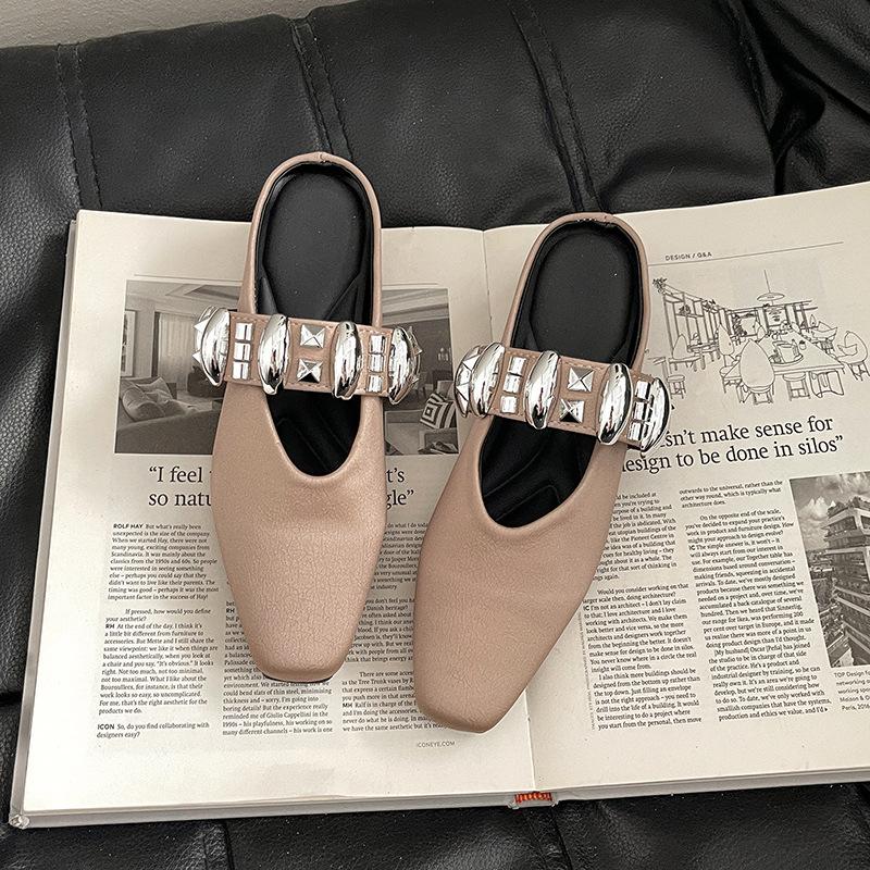 

Летние новые одинарные туфли с туфлями Мэри Джейн, стразами, женские, с сумкой на носке, полушлепанцы, ретро, плоские, с острым носком, сандалии 40 шампанского