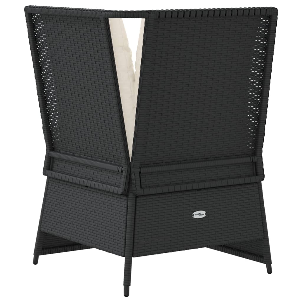 Vidaxl Corner Sofa Module With Cushions, Black, Poly Rattan
