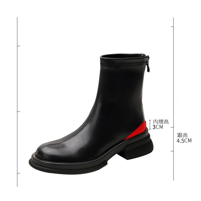 

Inside, the heightened Martin boots are back zippered mid-leg boots, women s round toe, thick-soled, thick-heeled stretch boots, British vintage 34