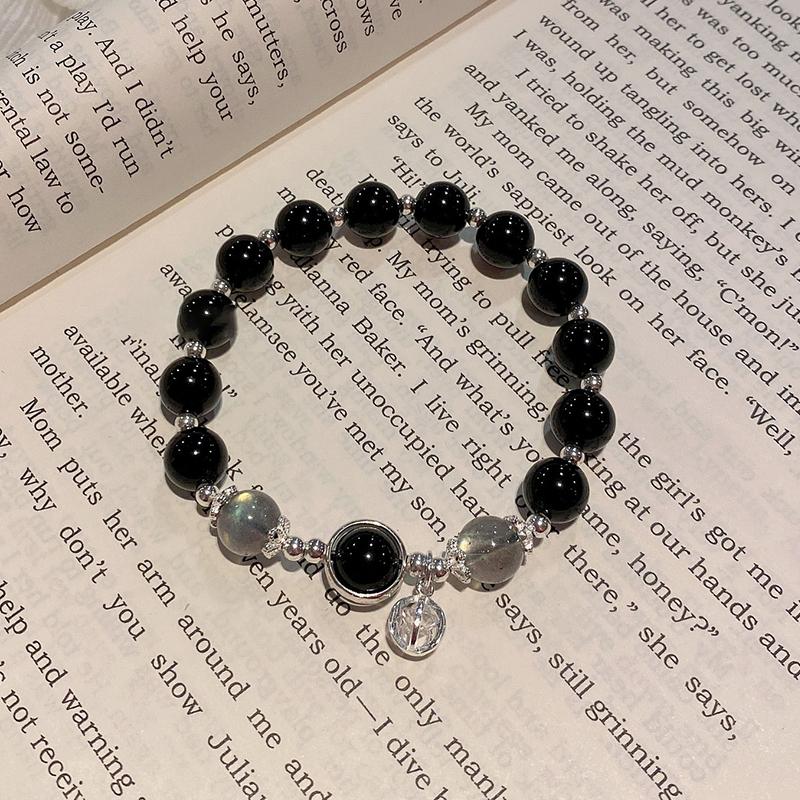 Exquisite Black  Beaded Bracelet For Women Ins Style Trendy Cool Bracelet  Simple Jewelry Party Gift