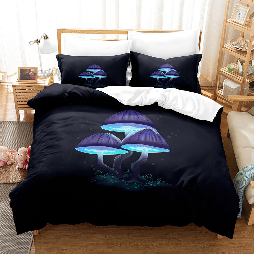 Rainbow Star Mushroom Bedding Set Single Twin Full Queen King Size Bed Set Aldult Kid Bedroom 3D Print Anime Bed Sheet Set