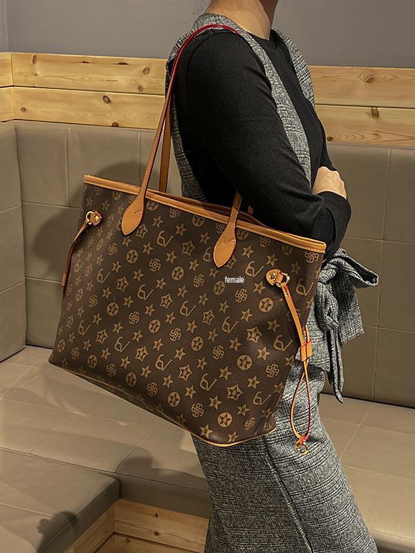 Fashionable Large-Capacity Textured Tote Bags, New Mother-and-Child Shopping and Women's Shoulder Bags