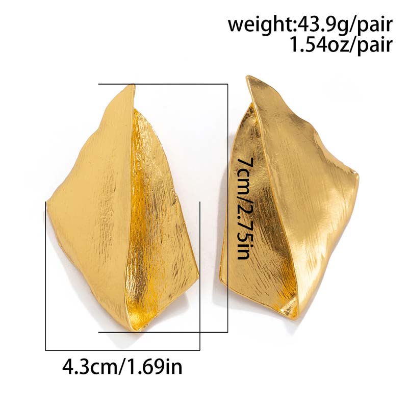 Exaggerated Metal Irregular Stud Earrings for Women Vintage Gold Color Geometric Texture Personality Earrings Party Jewelry Gift