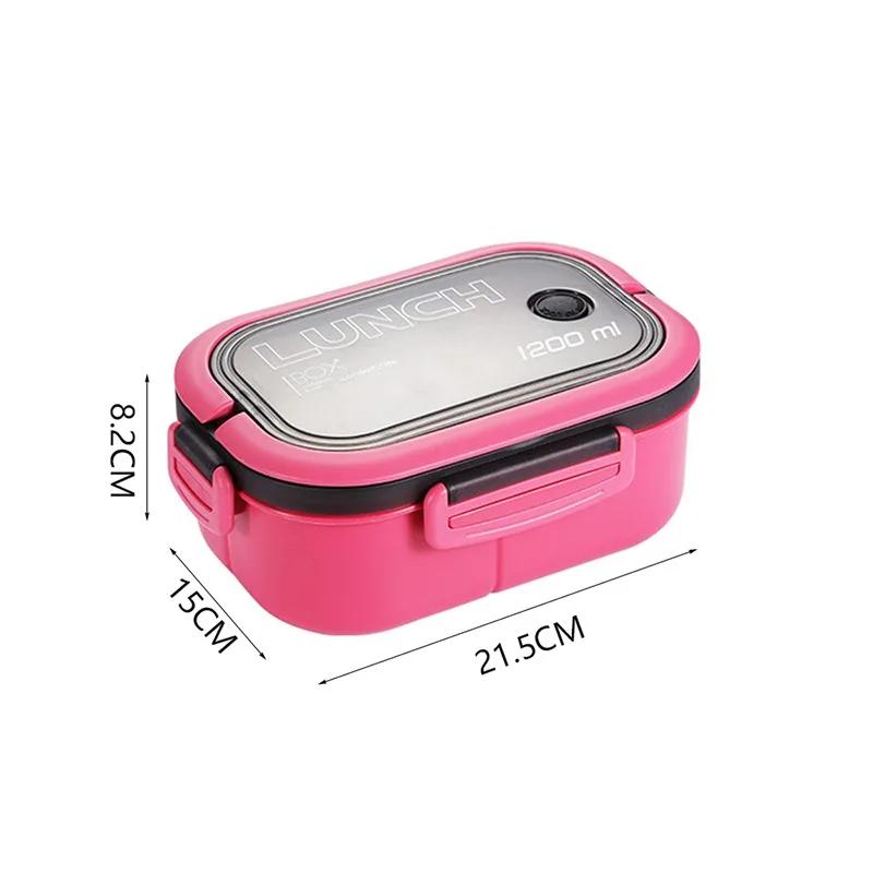 1pc Bento Box Lunch Box Double Layered Lunch Box With Spoon & Fork High Capacity Food Containers Leakproof Eco-Friendly BPA