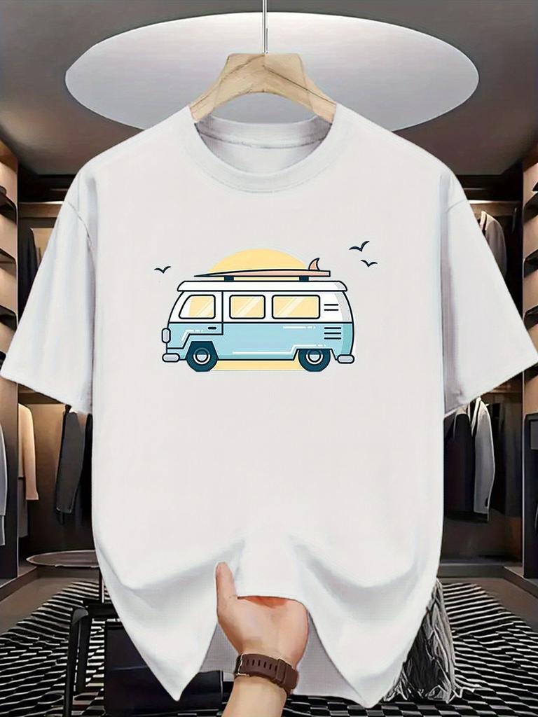 Unisexs Vintage Surf Camper Van TShirt Lightweight Breathable Summer Beach Tee Casual CrewNeck Top