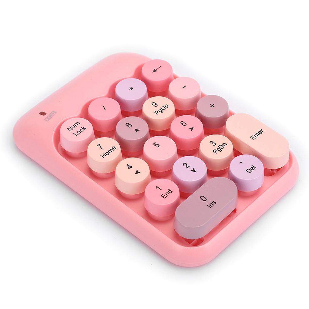 Mini 2.4G Wireless Numeric Keypad Vintage Colorful Round Cap Num Keyboard Waterproof 18 Keys for Financial Accounting