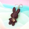 Fashionable Rabbit Keychain Artificial Leather Bunnys Pendant Keyring for Women Handmade Key Chain Bag Accessory
