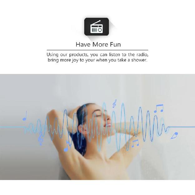 Size 20*6.5cm Digital Shower FM Radio Fan Speaker Freehand Computer Control Panel Shower Room Cabin Accessories