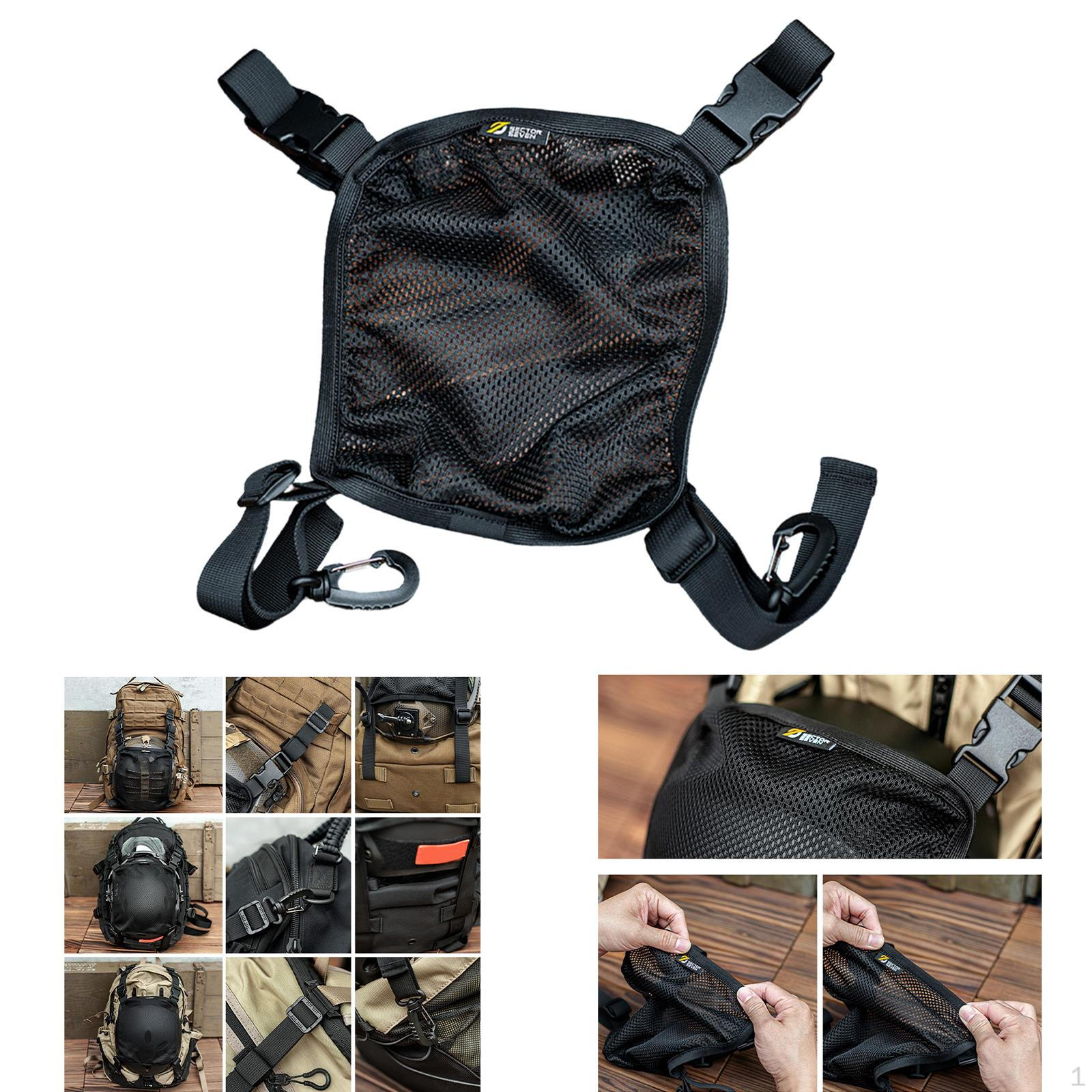 

Backpack Helmet Holder Easy to Install Lightweight Durability Carrier Black Black