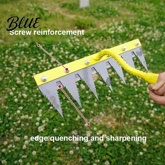 Soil Weed Rake Weeding with High Carbon Steel Teeth Wooden Upright Garden Handle Remover Lightweight Weeder Tool