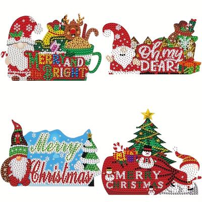 Feito à Mão 1 - Conjunto DIY Pintura com Diamantes Enfeite de Árvore de Natal de Pé - Bordado com Diamantes para Decoração de Sala de Estar, Auto - Perfurante Necessário