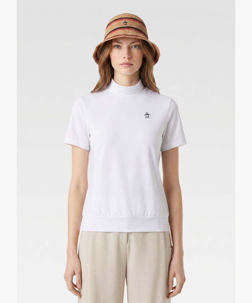 Meonsingweeo Women'S Air Dot Mock Neck T-Shirt White Mr222Lts61