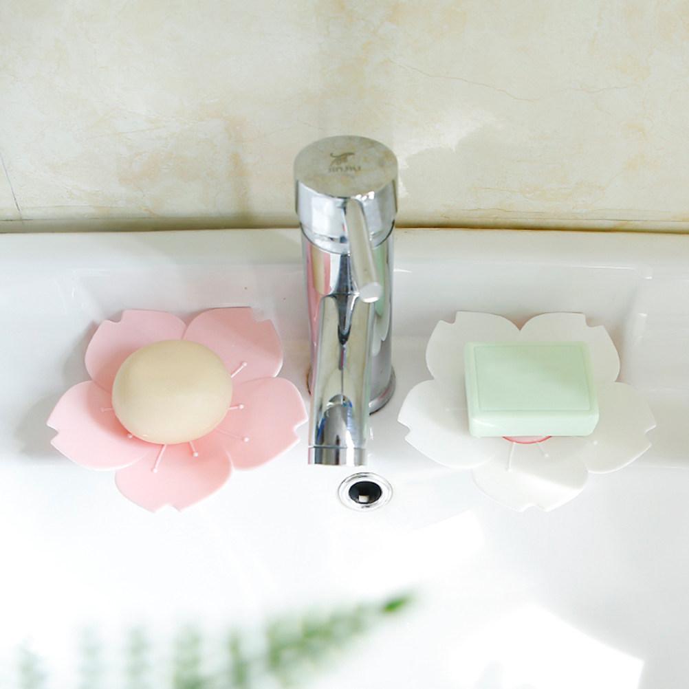 2Pcs Flower Shaped Cherry Dish Detachable Draining Soap Holder Anti-Slip Tray for Kitchen Bathroom Home