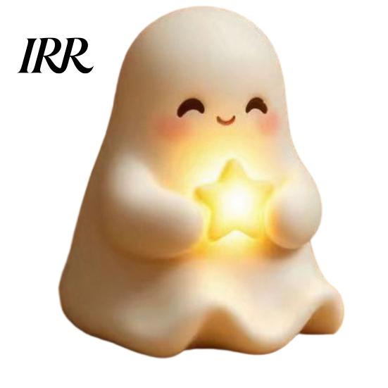 Resin Pumpkin Night Light Halloween Cute Up Ghost Decoration, Small Statue Light, Lighted Figurine for Home Table Decoration Indoor, Kitchen