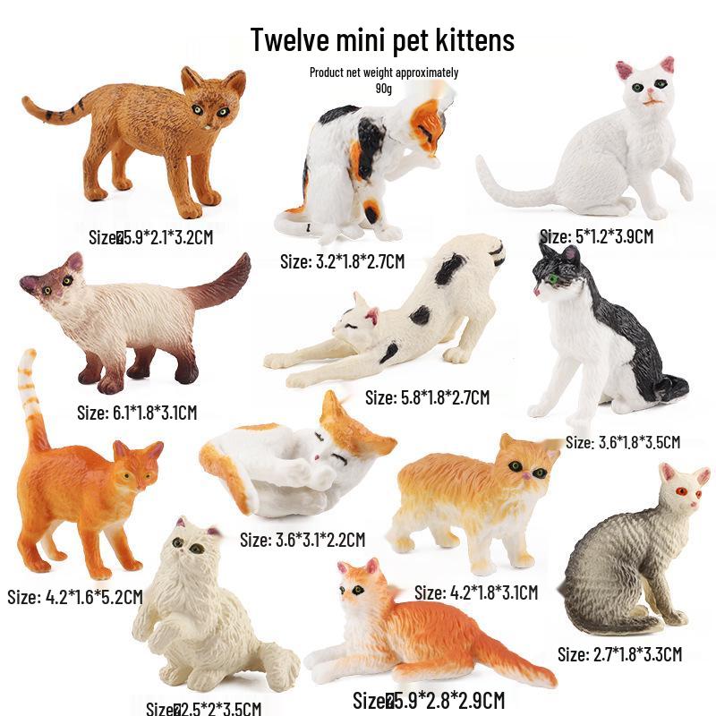 Cognitive Cat Simulation Model: Mini Tabby, Black, White Cat Educational Toy