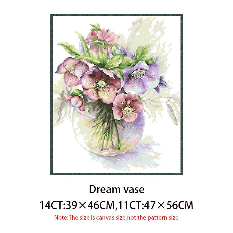 Flower Vase Series Cross Stitch Pattern Kits Embroidery Needlework Sets Unprinted Canvas 11CT14CT DIY Crafts Home Decor Painting