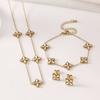 Zircon Clover Jewelry Set Luxury Fashion Women Daily Wear