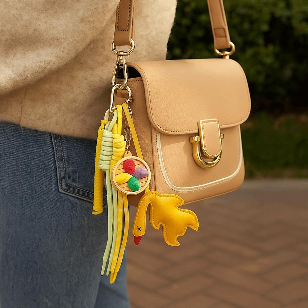 PU Simulation Food Keychain Nylon Rope Leather Roast Duck Pendant Roast Duck Bag Charms  Home Decor