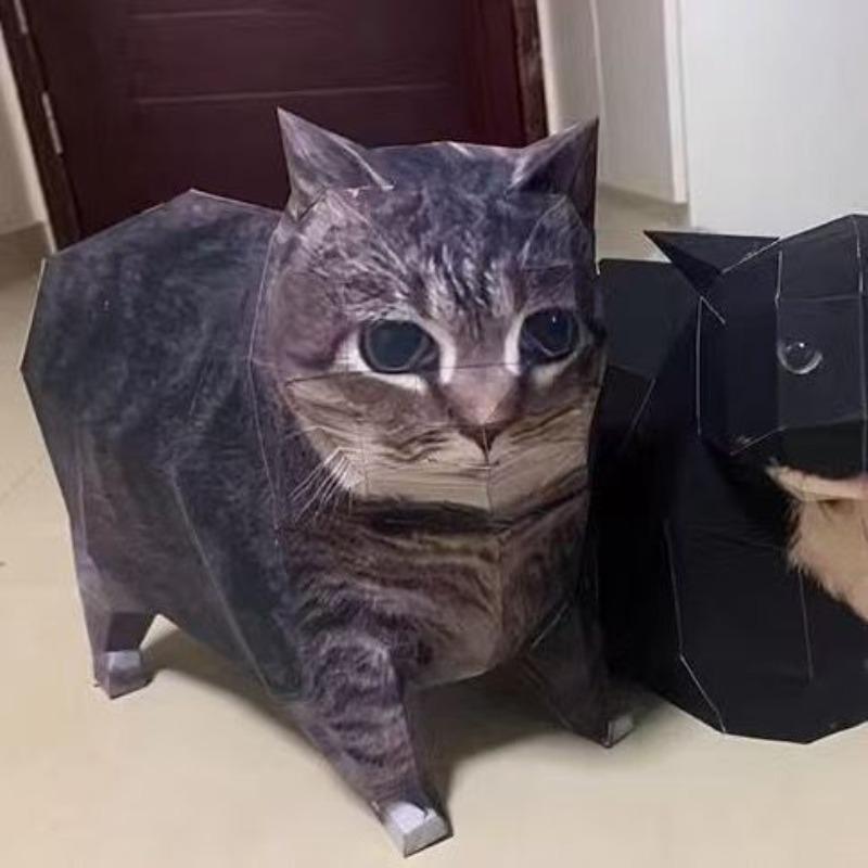 

Cat Paper Model Confused Cat 3D Origami Rotating Cat Cute Desktop Ornament Creative Handmade Craft Perfect Gift for Friends Home need to fold paper